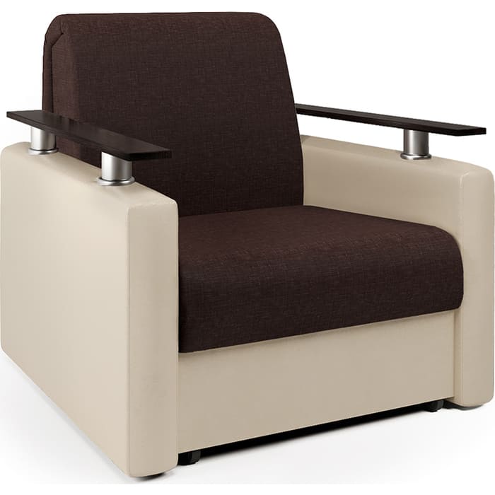 Кресло-кровать Шарм-Дизайн Шарм рогожка шоколад и экокожа беж