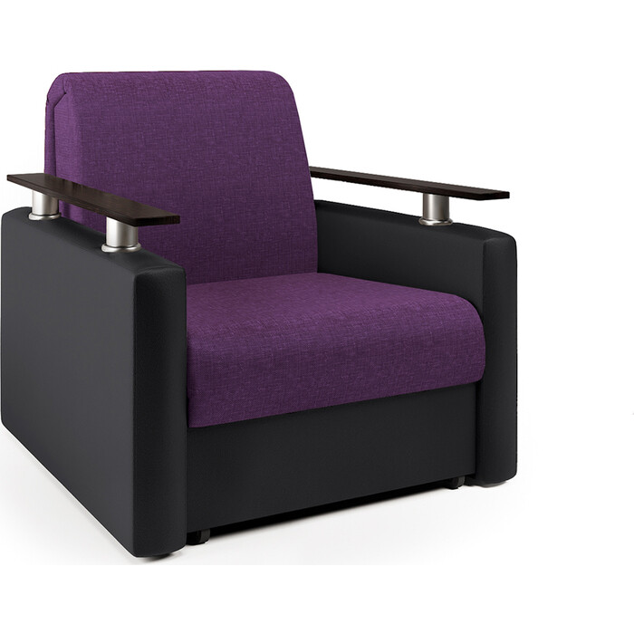 Кресло-кровать Шарм-Дизайн Шарм фиолетовая рогожка и черная экокожа