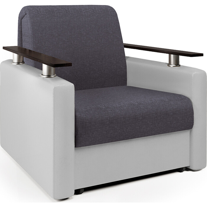 Кресло-кровать Шарм-Дизайн Шарм серая рогожка и экокожа белая