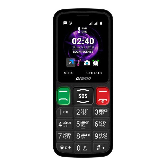 Мобильный телефон Digma Linx S240 черный (32Mb/2Sim/2.44/TN 240x320/0.08Mpix) digma linx s240 черный