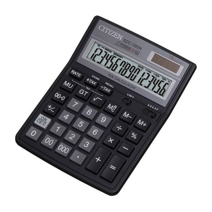 Калькулятор бухгалтерский Citizen SDC-395 N черный 16-разр.