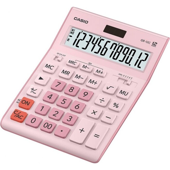 Калькулятор настольный Casio GR-12C-PK розовый 12-разр.