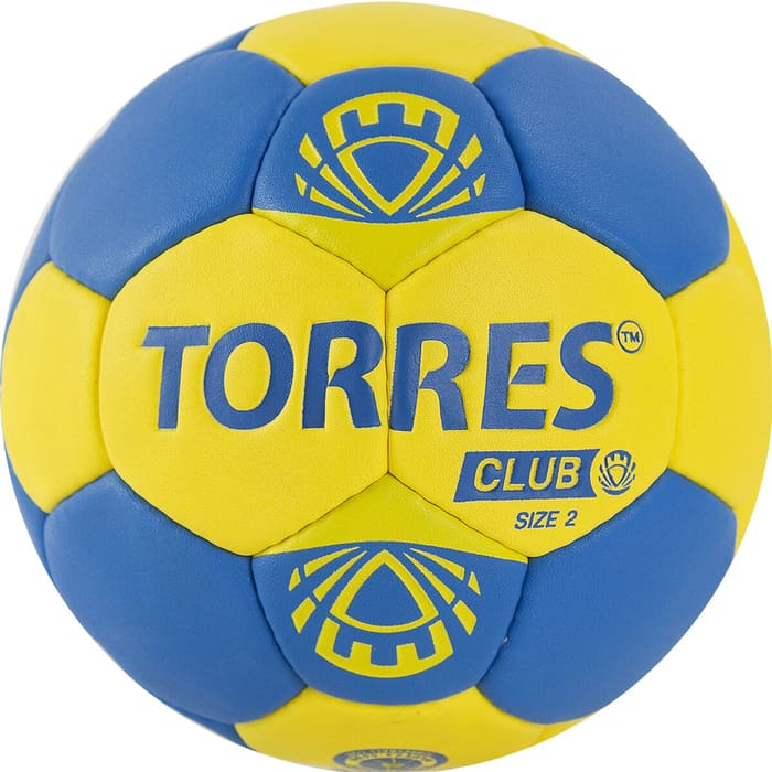 Мяч гандбольный Torres Club арт. H32142, р.2, ПУ, 5 подкл. слоев, сине-желтый баскетбольный мяч torres jam b00043 р 3 синий желтый