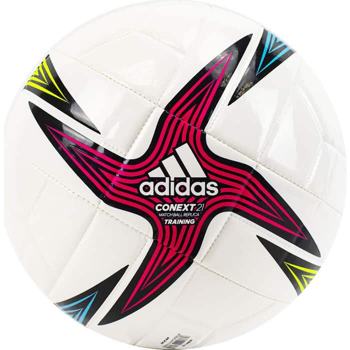 Мяч футбольный Adidas Conext 21 Training арт. GK3491, р.5, 8 панелей, гл.ТПУ, маш.сш, бело-мультикол футбольный мяч adidas conext 19 omb dn8633