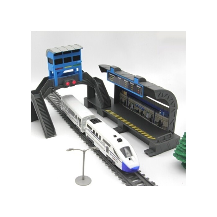 Железная дорога CS Toys с пассажирской станцией, скоростной поезд, длина полотна 244 см - BSQ-2185