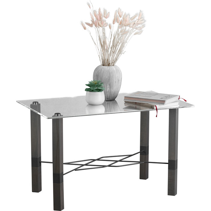 Стол журнальный Мебелик Лючия 4101 серый бетон/серый/прозрачное