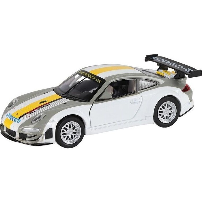 Машина Автопанорама Porsche 911 GT3 RSR, серебряный, масштаб 1:32, свет, звук, инерция - JB1251306
