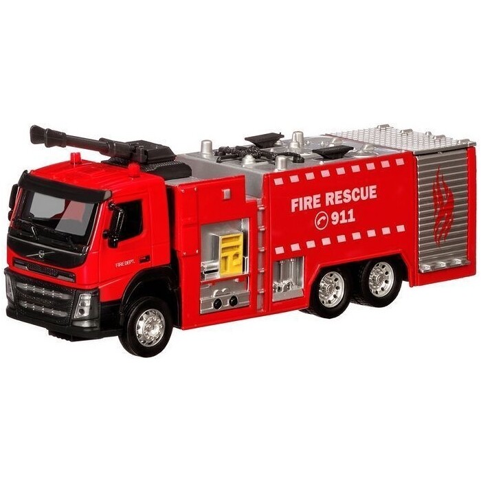 Машина Автопанорама Volvo пожарная машина, красный, масштаб 1:50, свет, звук - JB1251184