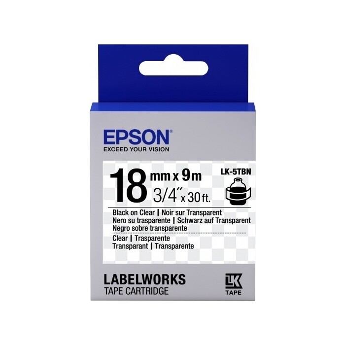 Лента Epson Tape LK-5TBN Clear Blk/Clear 18/9 (C53S655008)