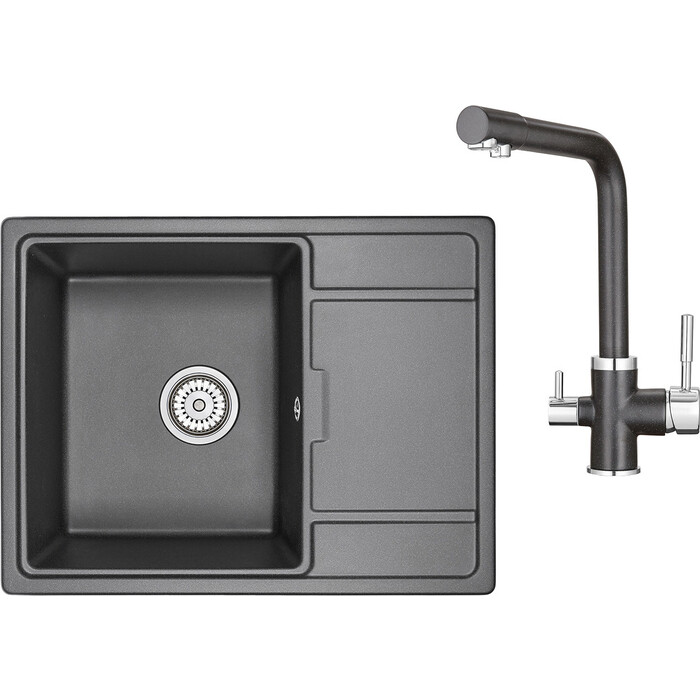 Кухонная мойка и смеситель Granula GR-6503, GR-2015 черный