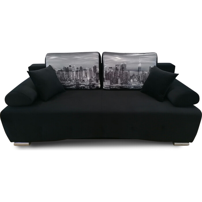 Прямой диван MGroup Марсель (Велютто 34 (черный), Купоны Ночной город)