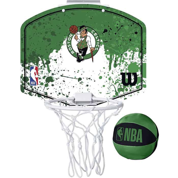 Набор для мини-баскетбола Wilson NBA Team Mini Hoop Boston, WTBA1302BOS, щит с кольцом, мяч р.1