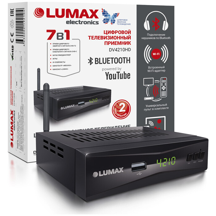 Тюнер DVB-T2 Lumax DV4210HD