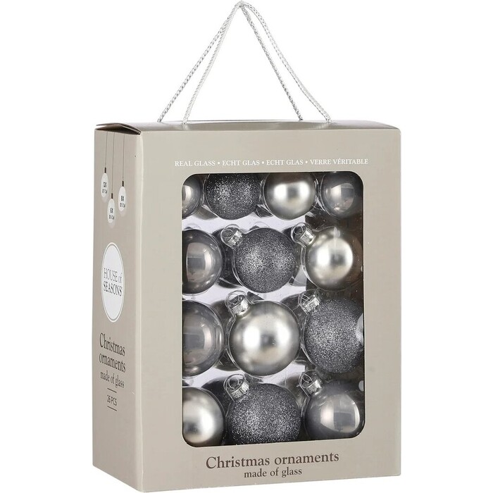Фото - Набор елочных шаров House of Seasons 26 шт., серебряный микс в коробке набор шаров 60мм 10шт пластик серебро микс