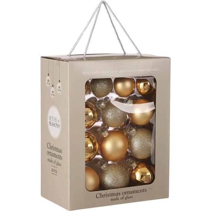 Фото - Набор елочных шаров House of Seasons 26 шт., золотой микс в коробке набор шаров 60мм 10шт пластик серебро микс