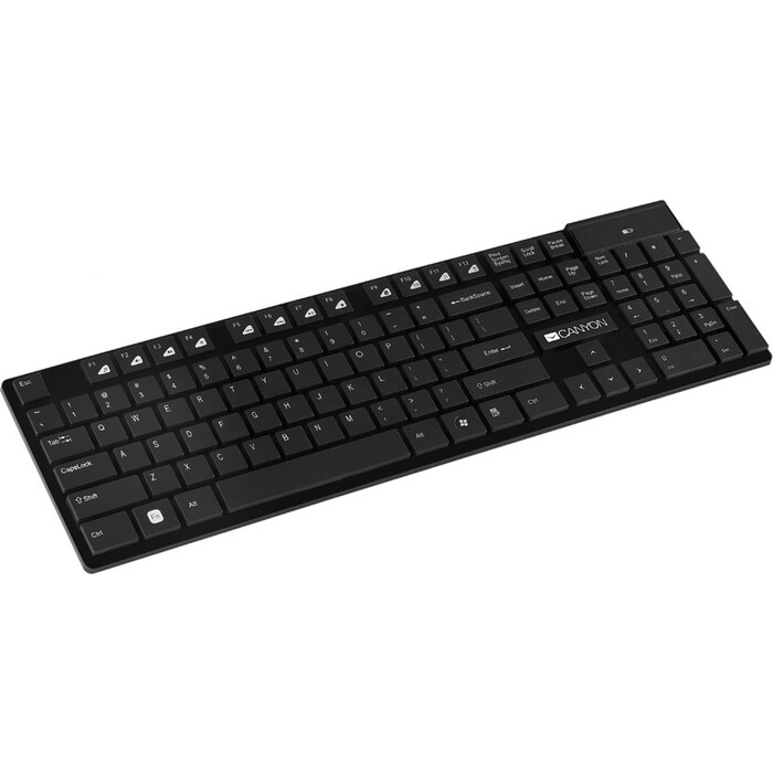Клавиатура Canyon 2.4GHZ wireless keyboard, 104 keys, slim design, chocolate key caps, RU layout (black), 425*130*235mm, 0.398 (CNS-HKBW2-RU)