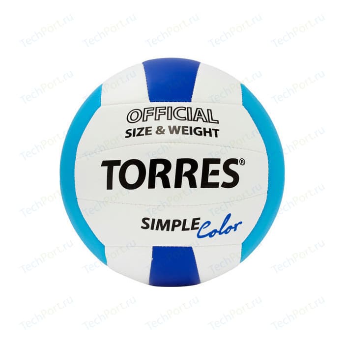 Мяч волейбольный Torres любительский Simple Color арт. V30115, размер 5, бело-голубо-синий