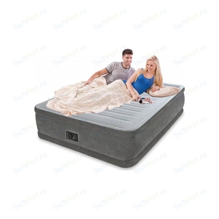 Надувная кровать Intex Comfort-plush high 152х203х56 см (64418) кровать надувная intex comfort plush дл 2030мм ш 1520мм в 460мм черный серый 64414
