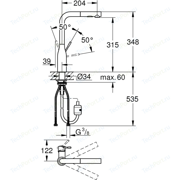 Grohe смеситель для кухни essence 30270000 с выдвижной лейкой