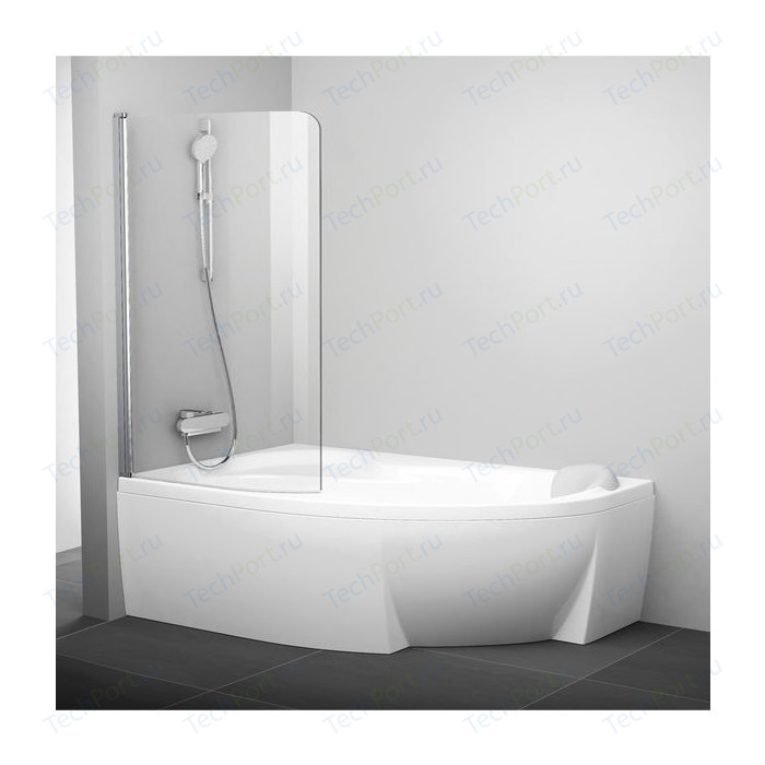 Шторка на ванну Ravak Chrome CVSK1 100 Rosa 160/170 L прозрачная, хром, левая (7QLS0C00Y1)