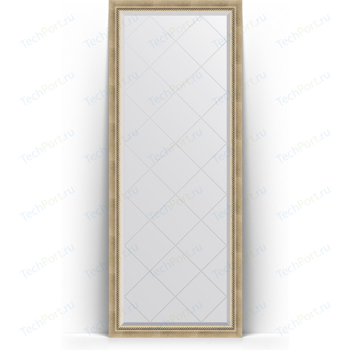 Зеркало напольное с гравировкой Evoform Exclusive-G Floor 78x198 см, в багетной раме - состаренное серебро с плетением 70 мм (BY 6302)