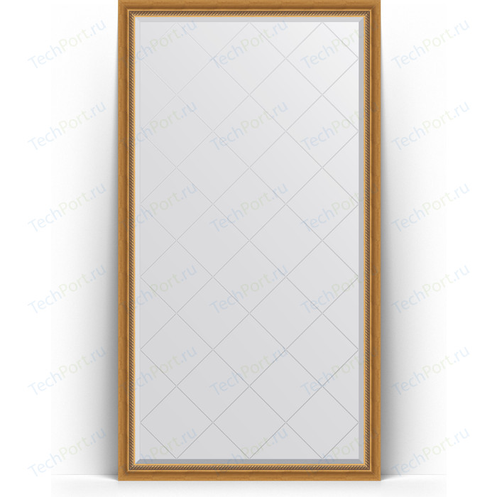 Зеркало напольное с гравировкой Evoform Exclusive-G Floor 108x198 см, в багетной раме - состаренное золото с плетением 70 мм (BY 6341)