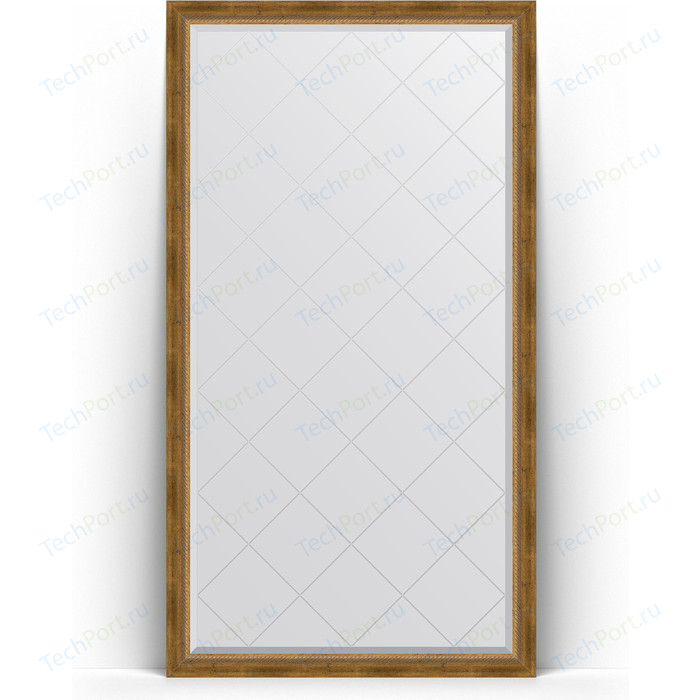 Зеркало напольное с гравировкой Evoform Exclusive-G Floor 108x198 см, в багетной раме - состаренная бронза с плетением 70 мм (BY 6343)