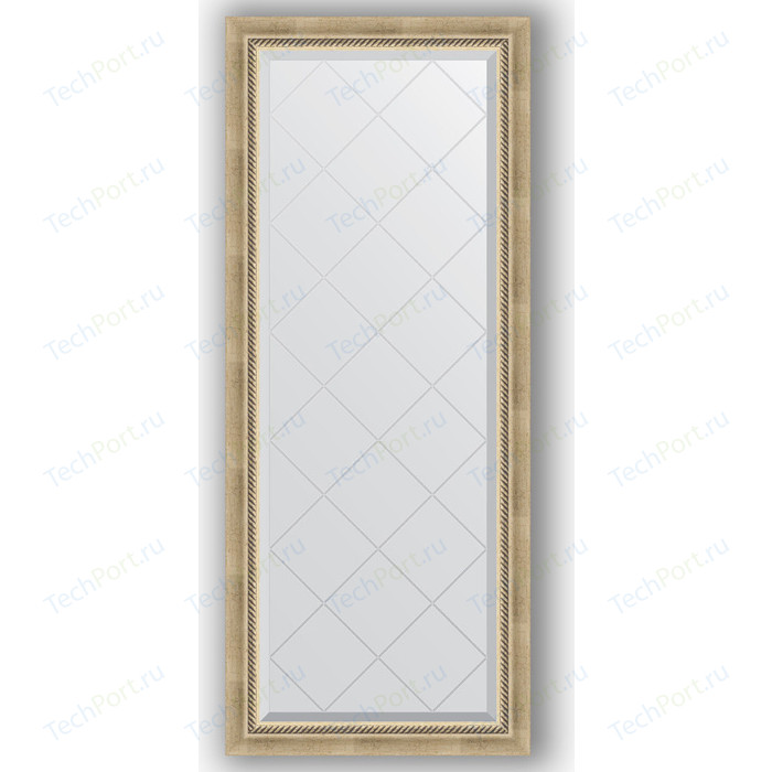 Зеркало с гравировкой поворотное Evoform Exclusive-G 63x153 см, в багетной раме - состаренное серебро с плетением 70 мм (BY 4132)