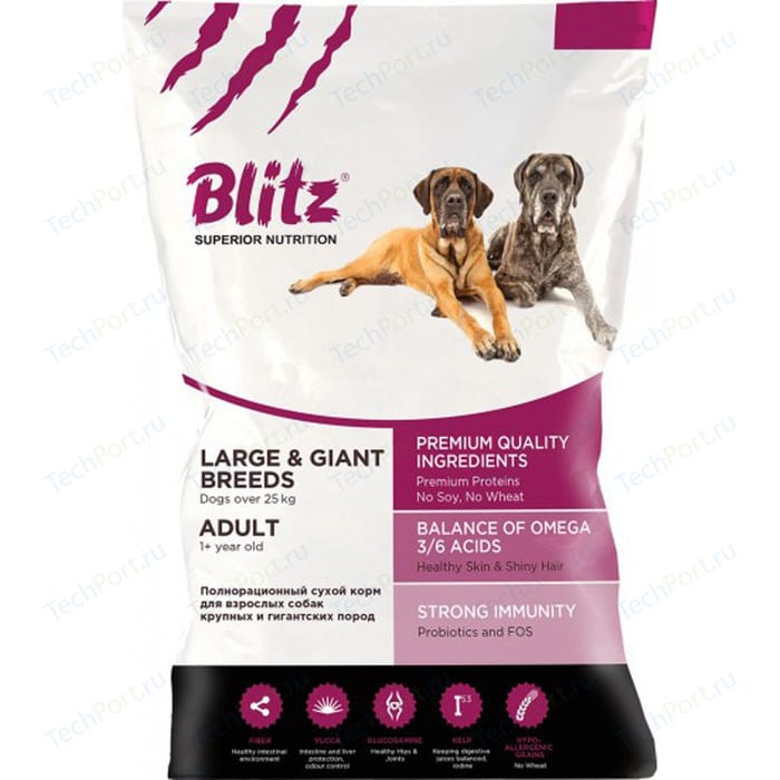 Сухой корм Blitz Petfood Superior Nutrition Adult Dog Large & Giant Breeds Over 25kg с курицей для собак крупных пород 15кг