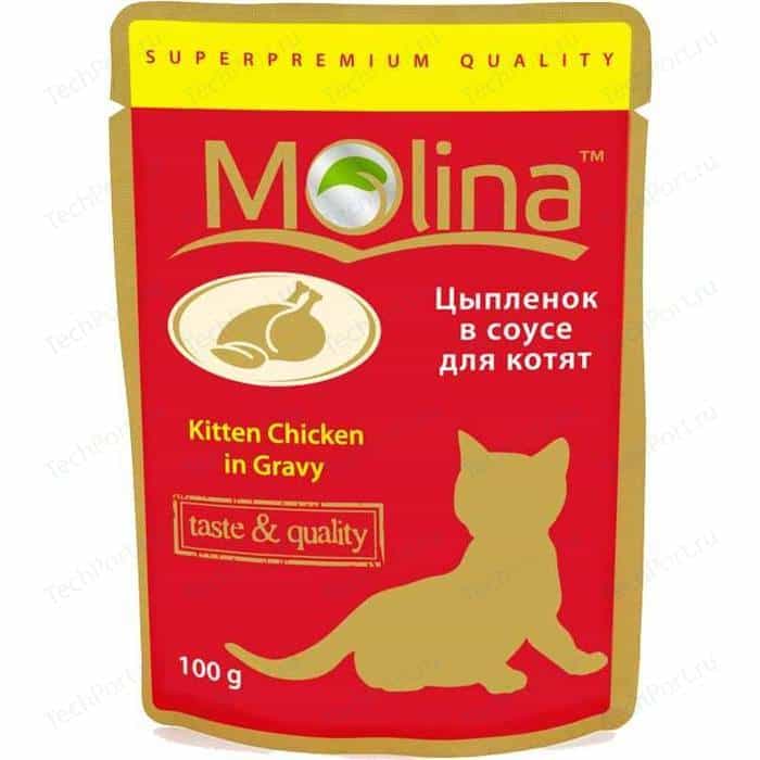 Паучи Molina Taste & Quality Kitten Chicken in Gravy цыплёнок в соусе для котят 100г (1150)