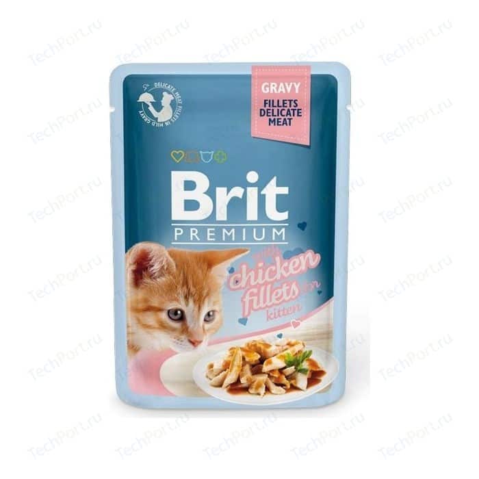 Паучи Brit Premium GRAVY with Chicken Fillets for Kitten кусочки в соусе с куриным филе для котят 85г (518579)