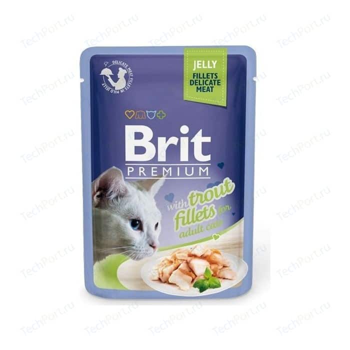 Паучи Brit Premium JELLY with Trout Fillets for Adult Cats кусочки в желе с филе форели для взрослых кошек 85г (518494)