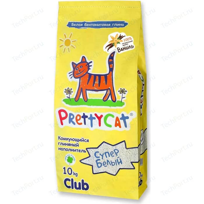 Наполнитель PrettyCat Супер белый комкующийся с ароматом ванили для кошек 10кг Club pretty cat prettycat супер белый с ароматом ванили 5 л