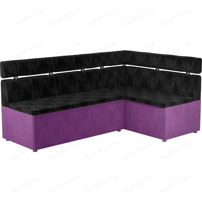 Кухонный угловой диван АртМебель Классик микровельвет черно/фиолетовый правый кухонный угловой диван артмебель классик микровельвет коричнево бежевый правый