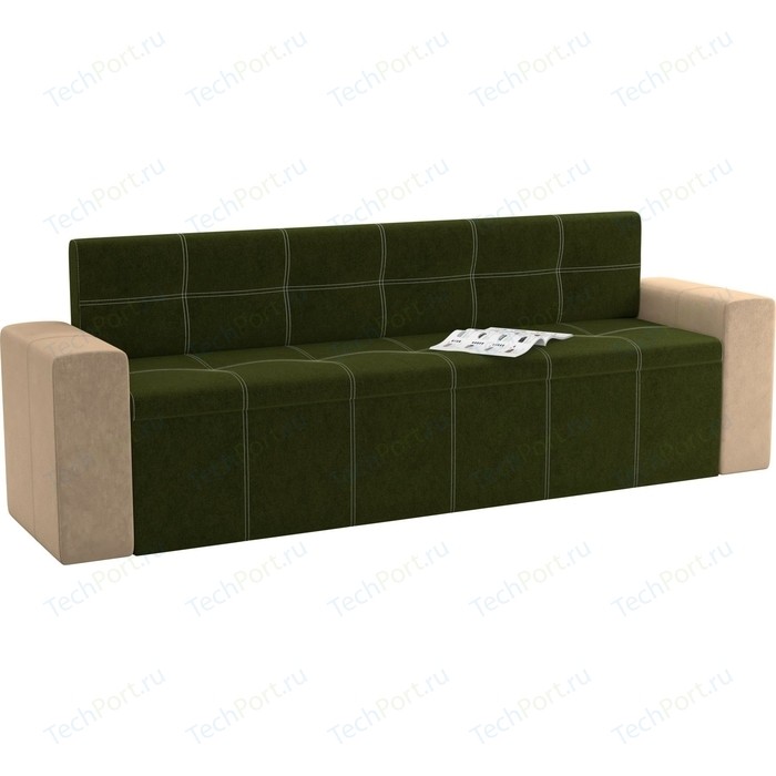 Кухонный диван Мебелико Династия микровельвет зелено-бежевый