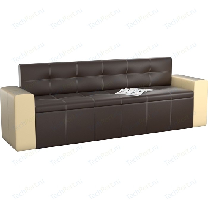Кухонный диван Мебелико Династия эко-кожа коричнево-бежевый