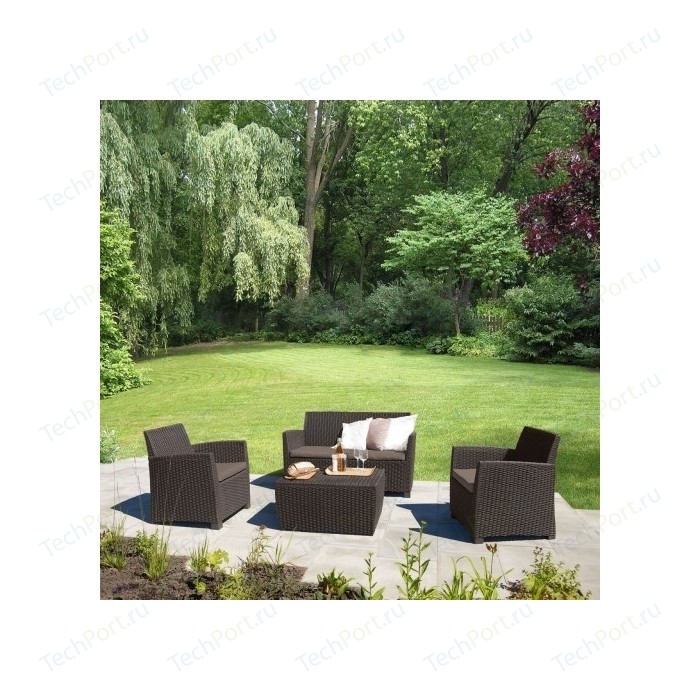Комплект мебели с диваном Afina garden AFM-2018A brown/cappuccino (имитация ротанга) 4Pcs