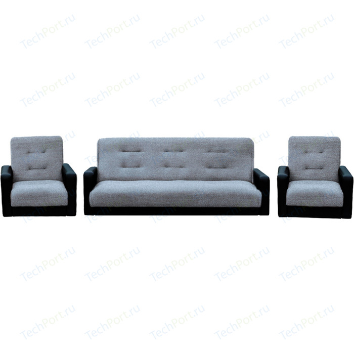 Комплект Экомебель Лондон рогожка серая (диван + 2 кресла)