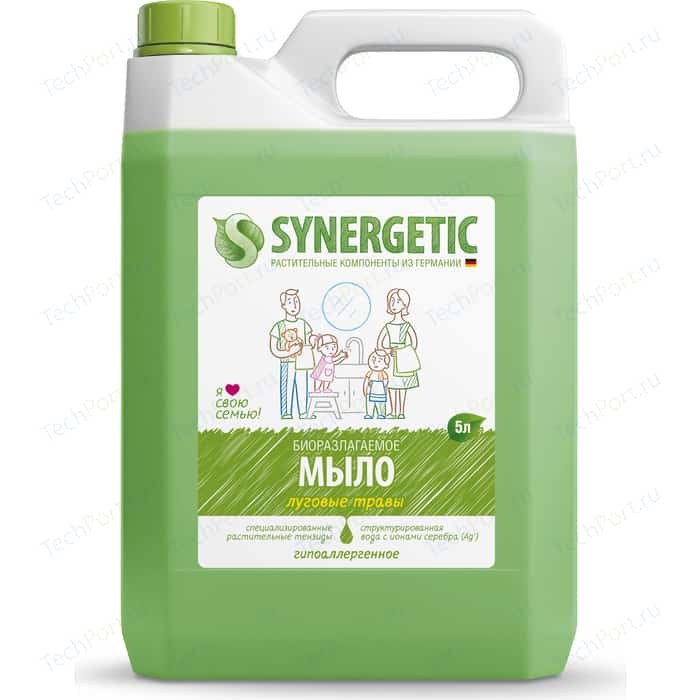 Жидкое мыло Synergetic Луговые травы, канистра, 5 л жидкое мыло synergetic для мытья рук луговые травы 5 л