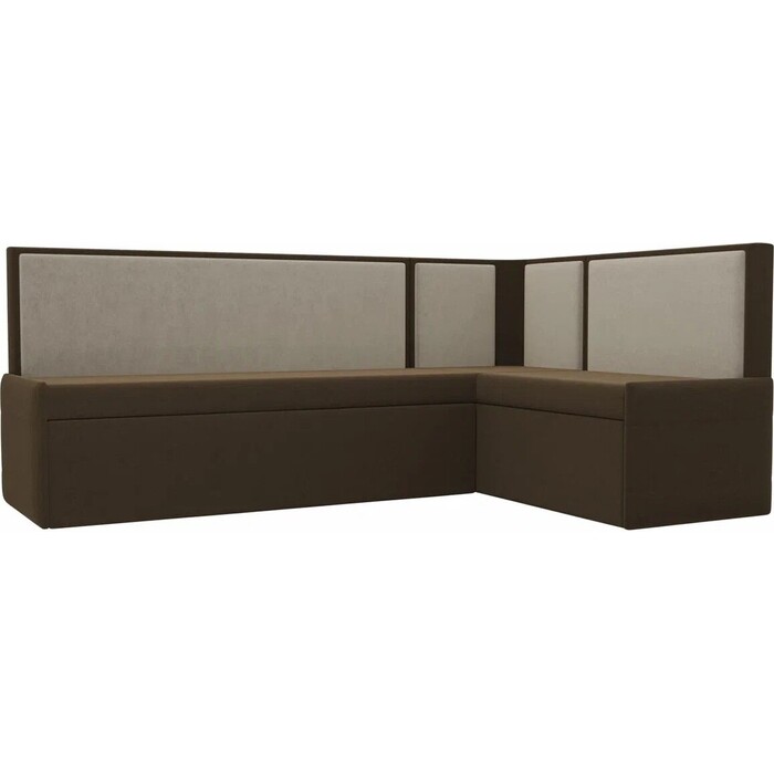 Кухонный угловой диван Мебелико Кристина микровельвет коричнево/бежевый правый шкаф угловой кристина шу 2