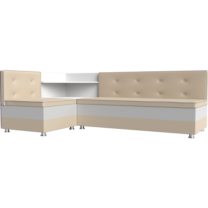 Кухонный диван Мебелико Милан эко-кожа бежевый-белый левый