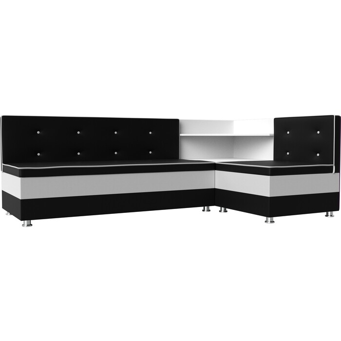 Кухонный диван Мебелико Милан эко-кожа черно-белый правый