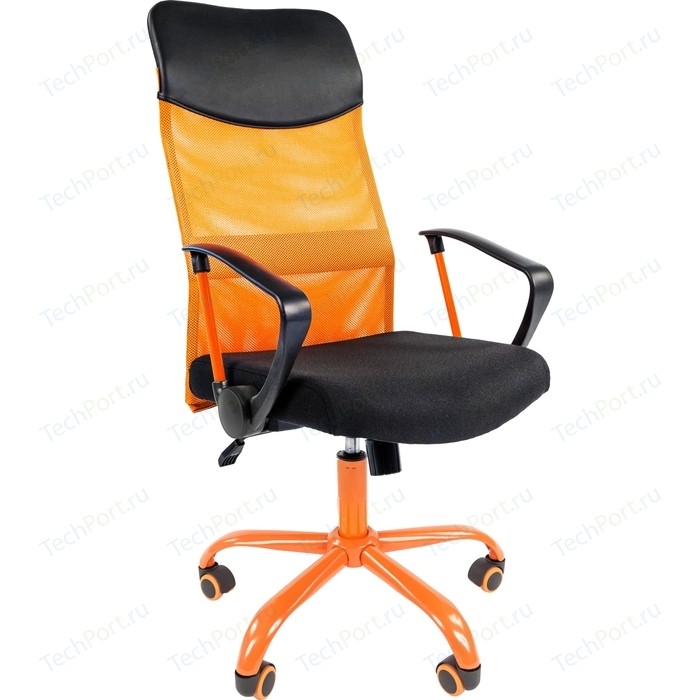 Офисное кресло Chairman 610 15-21 черный + TW оранжевый / CMet компьютерное кресло chairman 969 офисное обивка текстиль цвет черный оранжевый tw 14
