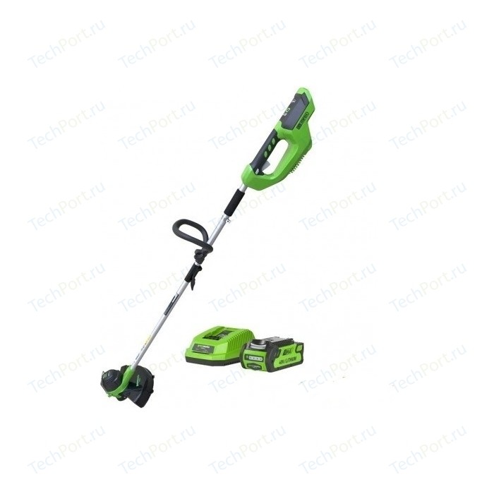 Greenworks g40ltk4. GREENWORKS g40lt30k2. 1301507 GREENWORKS. Аккумулятор триммер Гринворкс 30см. Краскопульт Гринворкс аккумуляторный.