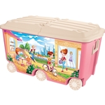 Ящик для игрушек Бытпласт на колесах с декором, 66,5 л, размер 685х395х385 мм, розовый