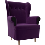 Кресло АртМебель Торин микровельвет фиолетовый подлокотники черные