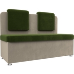 Кухонный прямой диван АртМебель Маккон 2-х местный микровельвет зеленый/бежевый