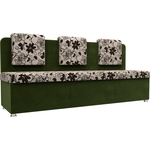 Кухонный прямой диван АртМебель Маккон 3-х местный рогожка на флоке вельвет зеленый