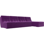 Угловой модульный диван Лига Диванов Холидей микровельвет фиолетовый