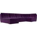 Модульный диван Лига Диванов Холидей микровельвет фиолетовый п-образный